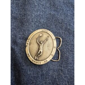 Vintage 1977 Bergamot Tennis Player Brass Belt Buckle - Rare Heavy